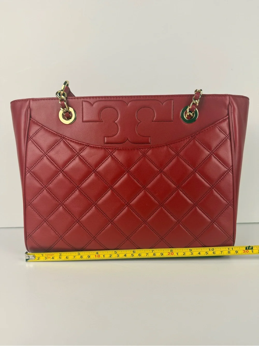 Tory Burch Savannah Small Flat Tote Redstone Red Gold Hardware $498